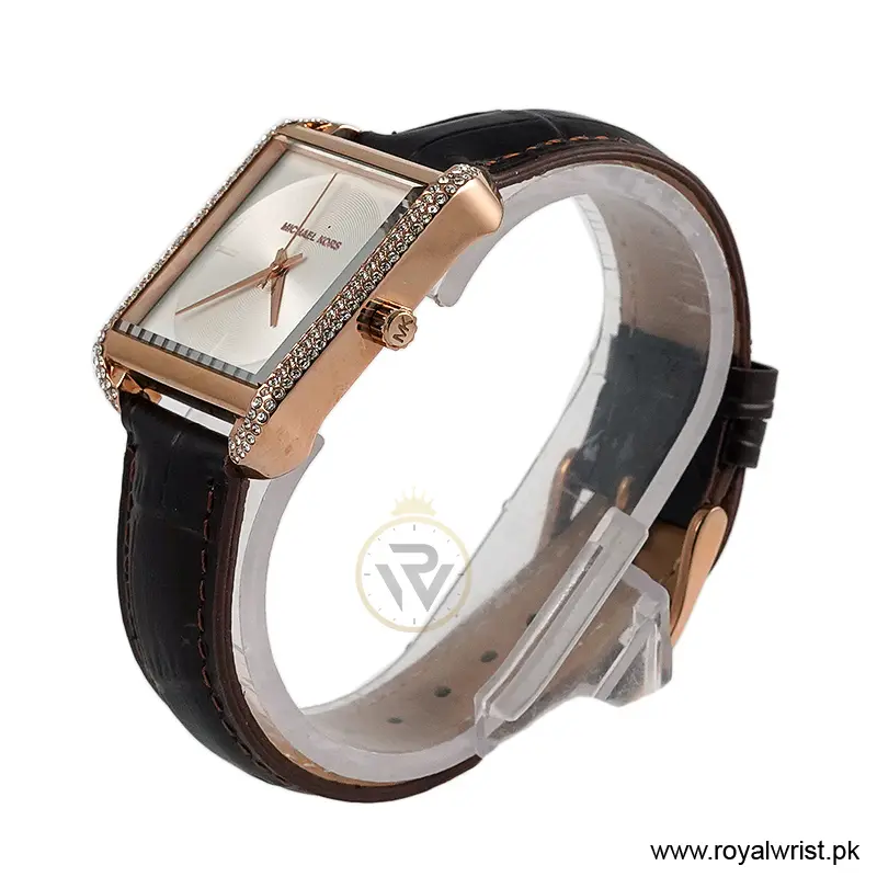 Michael Kors Women’s Quartz Brown Leather Strap White Dial 32mm Watch MK2610/2 (Like New) - Image 2
