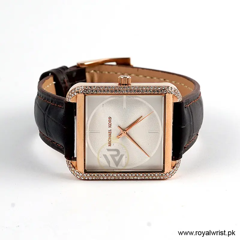 Michael Kors Women’s Quartz Brown Leather Strap White Dial 32mm Watch MK2610/2 (Like New) - Image 3