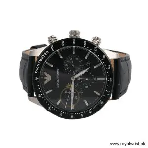 Emporio Armani Men’s Chronograph Quartz Black Leather Strap Black Dial 43mm Watch AR11243 (Like New) - Image 3