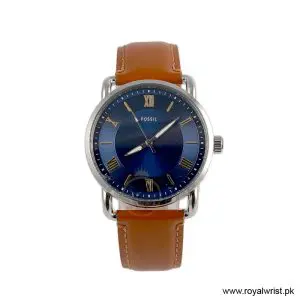 Fossil Men’s Quartz Brown Leather Strap Blue Dial 42mm Watch FS5661 (Like New)
