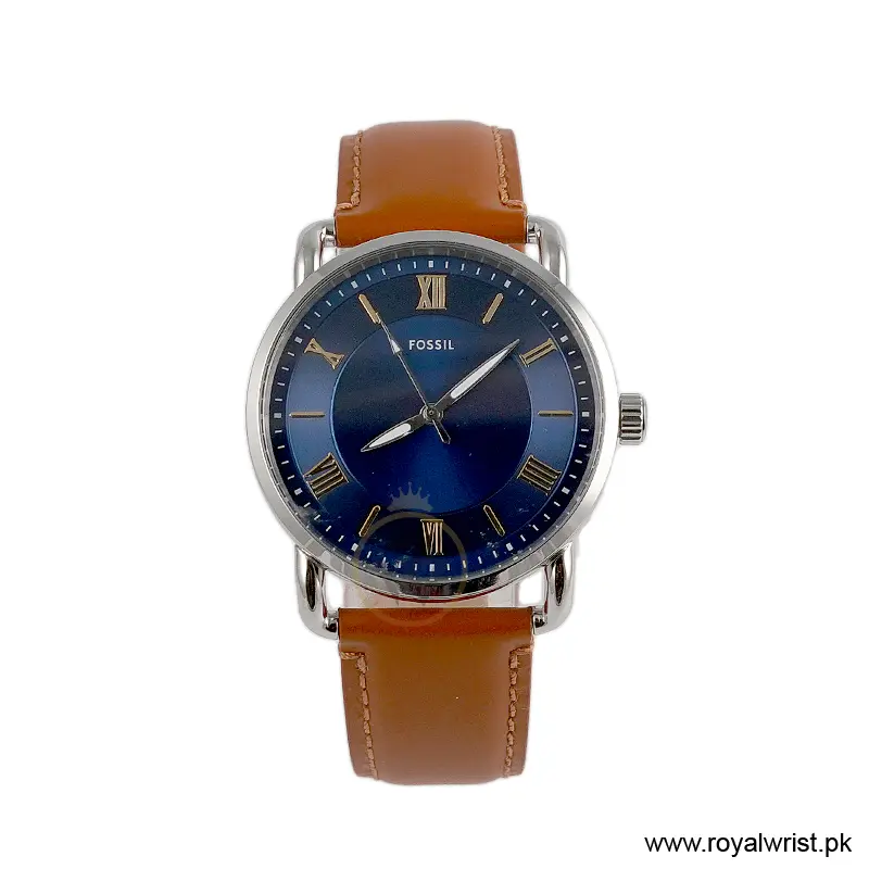 Fossil Men’s Quartz Brown Leather Strap Blue Dial 42mm Watch FS5661 (Like New)