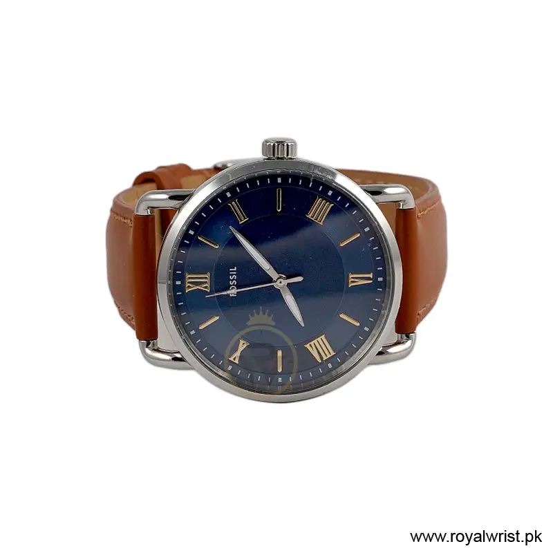 Fossil Men’s Quartz Brown Leather Strap Blue Dial 42mm Watch FS5661 (Like New) - Image 3