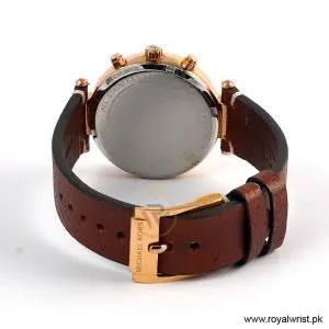 Michael Kors Women’s Quartz Brown Leather Strap Burgundy Dial 39mm Watch MK2426/1 (Like New) - Image 4