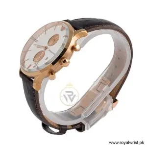 Alternative view of Emporio Armani Men’s Quartz Brown Leather Strap White Dial 43mm Watch AR0398/1 (Like New)