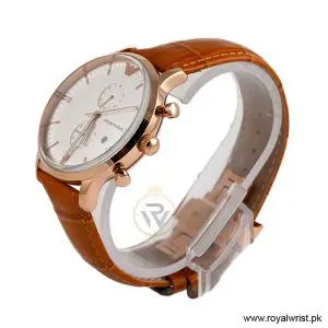 Alternative view of Emporio Armani Men’s Quartz Camel Brown Leather Strap White Dial 43mm Watch AR1936 (Like New)
