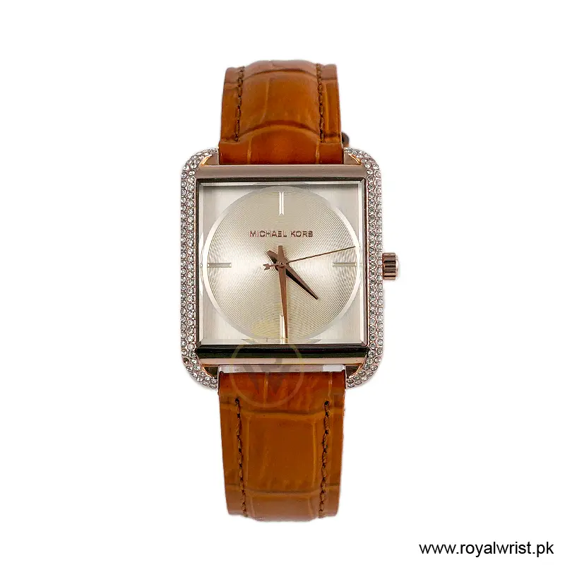 Michael Kors Women’s Quartz Camel Brown Leather Strap White Dial 32mm Watch MK2610/1 (Like New)