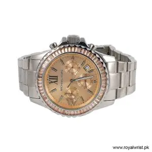 Michael Kors Women's Quartz Silver Stainless Steel Rose Gold Dial 45mm Watch MK5870 (Like New) - Image 3