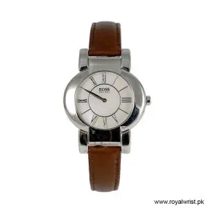 Hugo Boss Women’s Quartz Deep Brown Leather Strap Mother Of Pearl Dial 35mm Watch 1502160/3 (Like New)