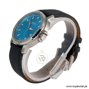 Alternative view of Hugo Boss Men’s Quartz Black Leather Strap Sky Blue Dial 43mm Watch 1512099/6 (Like New)