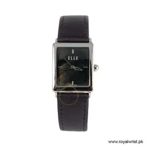 Elle Women’s Quartz Dark Grey Leather Strap Black Mother Of Pearl Dial 26mm Watch EL20026S03C/3 (Like New)