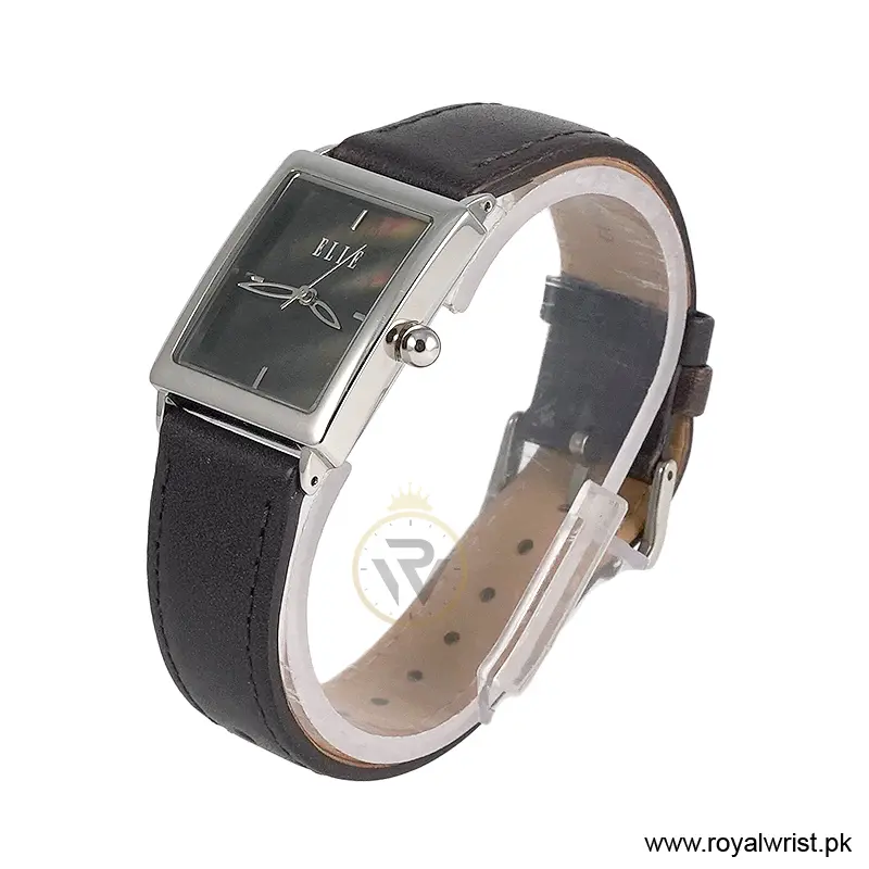 Elle Women’s Quartz Dark Grey Leather Strap Black Mother Of Pearl Dial 26mm Watch EL20026S03C/3 (Like New) - Image 2