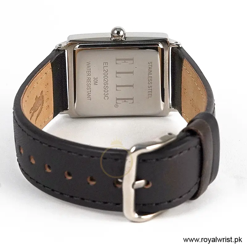 Elle Women’s Quartz Dark Grey Leather Strap Black Mother Of Pearl Dial 26mm Watch EL20026S03C/3 (Like New) - Image 4