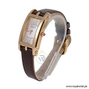 Alternative view of Elle Women’s Quartz Dark Brown Leather Strap Pink Mother Of Pearl Dial 23mm Watch EL20051S03N/1 (Like New)