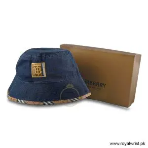 Burberry Denim Bucket Hat with TB Monogram Plaque Blue B18245