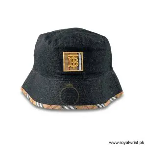 Alternative view of Burberry Denim Bucket Hat with TB Monogram Plaque Black B18246