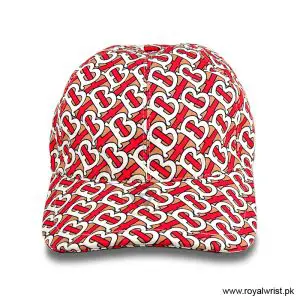 Alternative view of Burberry Monogram Print Cotton Baseball Cap Red / Beige B18247
