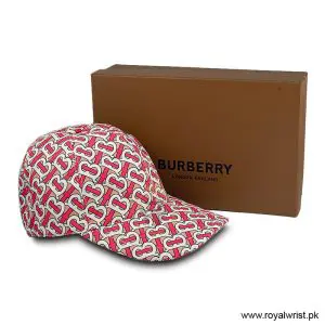 Burberry Monogram Print Cotton Baseball Cap Red / Beige B18247