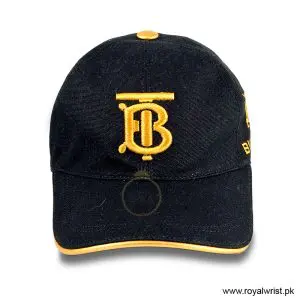 Alternative view of Burberry Gold Embroidered TB Monogram Cotton Baseball Cap Black B18248