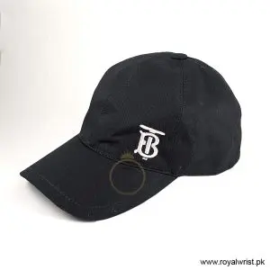 Burberry Off-Center Monogram Embroidered Cotton Baseball Cap Black B18249 - Image 3