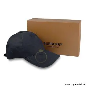 Burberry Off-Center Monogram Embroidered Cotton Baseball Cap Black B18249