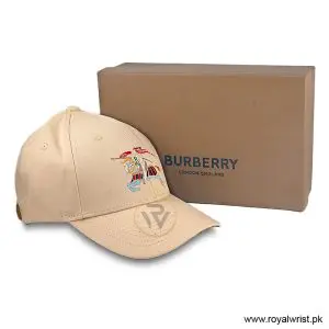 Burberry Equestrian Knight Motif Embroidered Cotton Baseball Cap Beige B18250