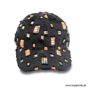 Alternative view of Burberry Distressed Vintage Check Cut-Out Cotton Baseball Cap Black B18251