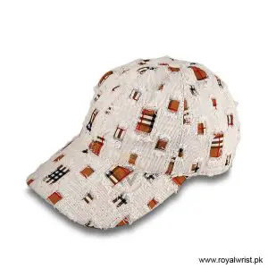 Burberry Distressed Vintage Check Cut Out Cotton Baseball Cap White / Beige B18252 - Image 3