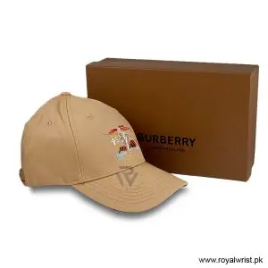 Burberry Equestrian Knight Motif Embroidered Cotton Baseball Cap Camel B18258