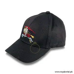 Burberry Equestrian Knight Motif Embroidered Cotton Baseball Cap Black B18260 - Image 3
