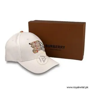Burberry Check Equestrian Knight Motif Cotton Baseball Cap Light Beige B18261