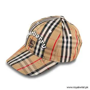 Burberry Vintage Check Embroidered Script Logo Cotton Baseball Cap Beige / Tan B18263 - Image 3