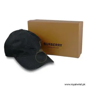 Burberry Off-Center 'B' Crest Patch Cotton Baseball Cap Black B18267