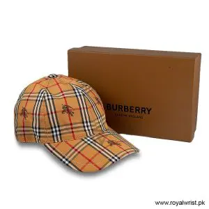 Burberry All Over EKD Motif Vintage Check Cotton Baseball Cap Honey / Beige B18268