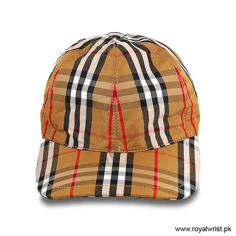 Burberry Vintage Check Nylon Baseball Cap Honey / Beige B18269 - Image 2