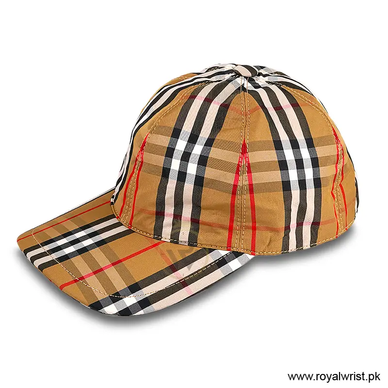 Burberry Vintage Check Nylon Baseball Cap Honey / Beige B18269 - Image 3