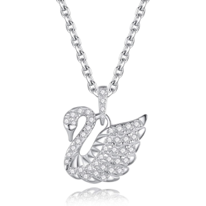 Swarovski Swan Pendant Necklace Silver Cubic Zirconia White Gold Plated 5123456