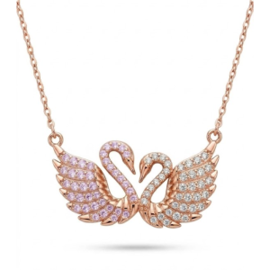 Swarovski Sweet Swan Love Pendant Necklace Clear/Pink Crystals & Rose Gold-Tone Finish 5123456/2