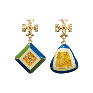 Tory Burch Women’s Roxanne Double Drop Gold & Green Resin Earrings TB85640