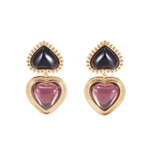 Tory Burch Women's Vintage Art Glass Heart Earrings Alloy Crystal TB6589