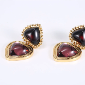 Alternative view of Tory Burch Women's Vintage Art Glass Heart Earrings Alloy Crystal TB6589