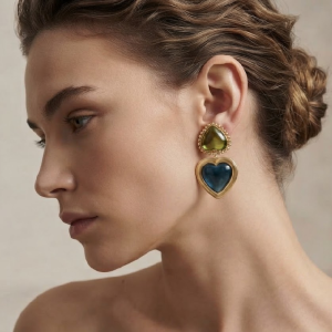 Alternative view of Tory Burch Women's Vintage Art Glass Heart Earrings Alloy Crystal TB6589/1