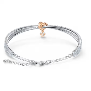 Swarovski Lifelong Heart Bangle Silver & Rose Gold Mixed Metal Finish 5516544 - Image 3