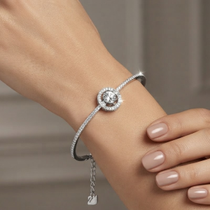 Swarovski Women's Sparkling Dance Bangle Round Cut White Rhodium Plated 5497478/1 - Image 4