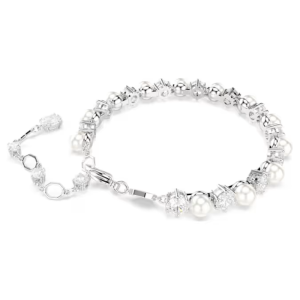 Swarovski Matrix Tennis Bracelet Crystal Pearl Round Cut White Rhodium Plated 5689625 - Image 3