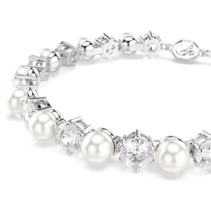 Alternative view of Swarovski Matrix Tennis Bracelet Crystal Pearl Round Cut White Rhodium Plated 5689625