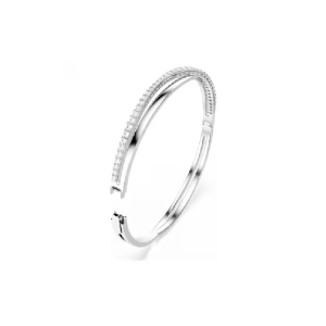 Swarovski Twist Rows Bangle, White, Rhodium Plated 5565210