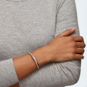 Alternative view of Swarovski Twist Rows Bangle, White, Rhodium Plated 5565210
