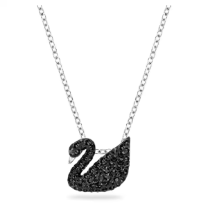 Swarovski Iconic Swan Pendant, Black, Small, Rhodium Plated 5347330
