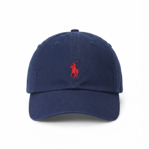 Ralph Lauren Polo Classic Men's Navy Blue Baseball Cap with Red Embroidered Logo 98203/5