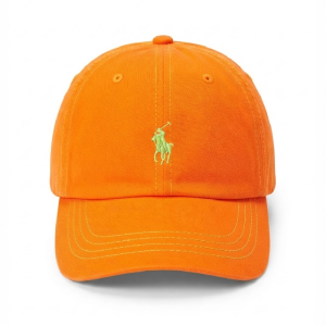 Ralph Lauren Polo Classic Unisex Bright Orange Baseball Cap with Lime Green Embroidered Logo 98203/11
